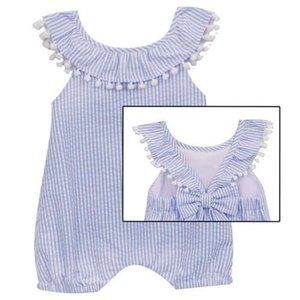 Rare Editions Baby Girls Seersucker Romper 6 mos